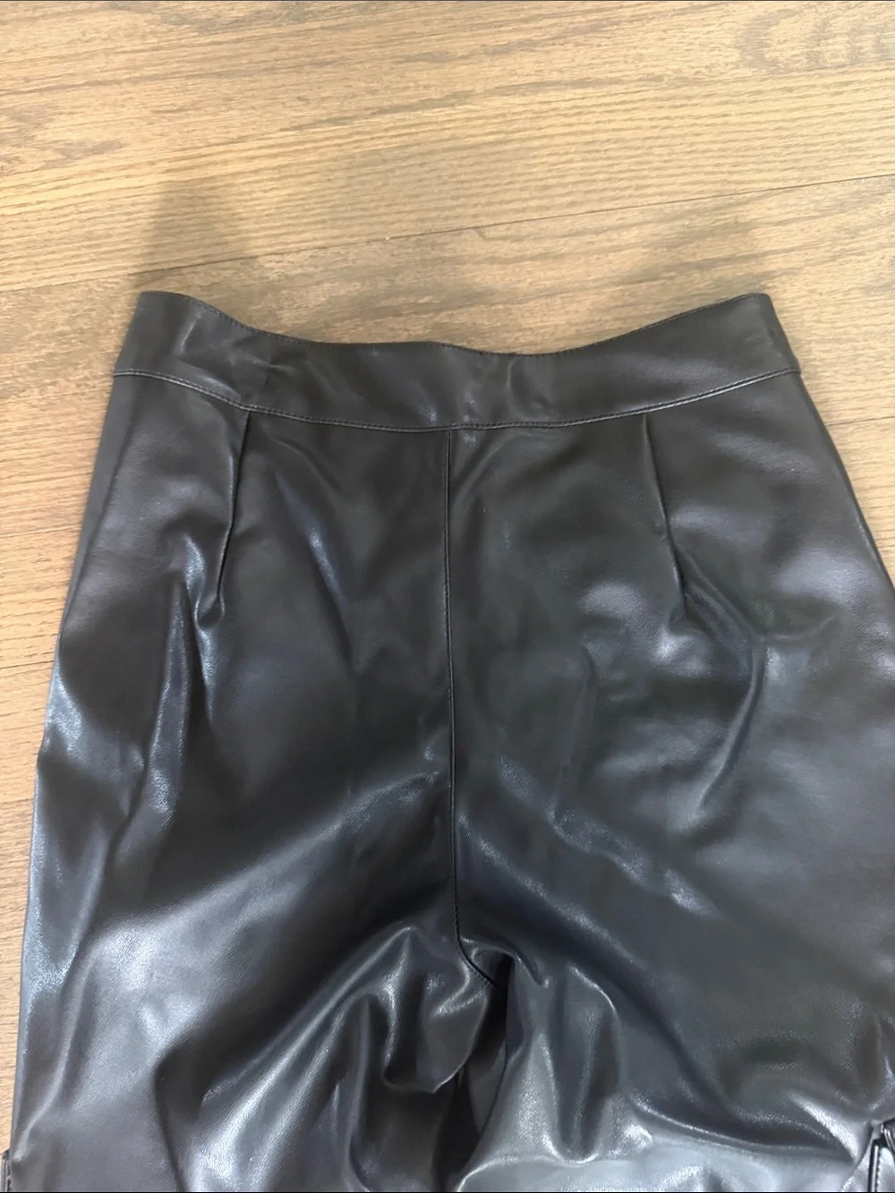 Black Faux Leather Jogger Pants